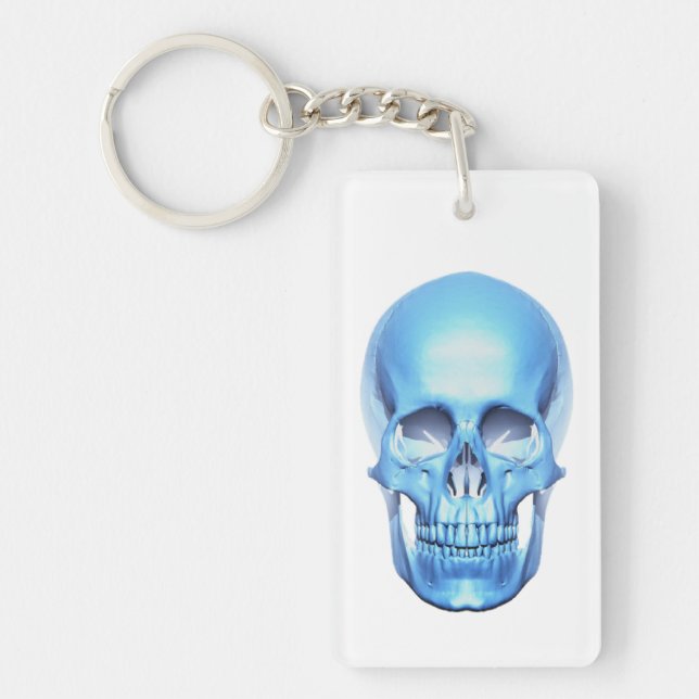 Blue Shiny Skull Key Chain (Front)