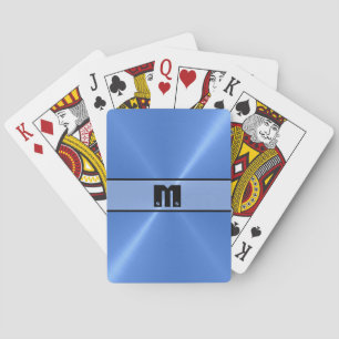 Blue Shiny Stainless Steel Metal 5 Playing Cards
