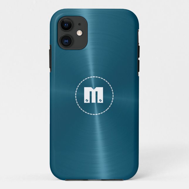 Blue Shiny Stainless Steel Metal Case-Mate iPhone Case (Back)