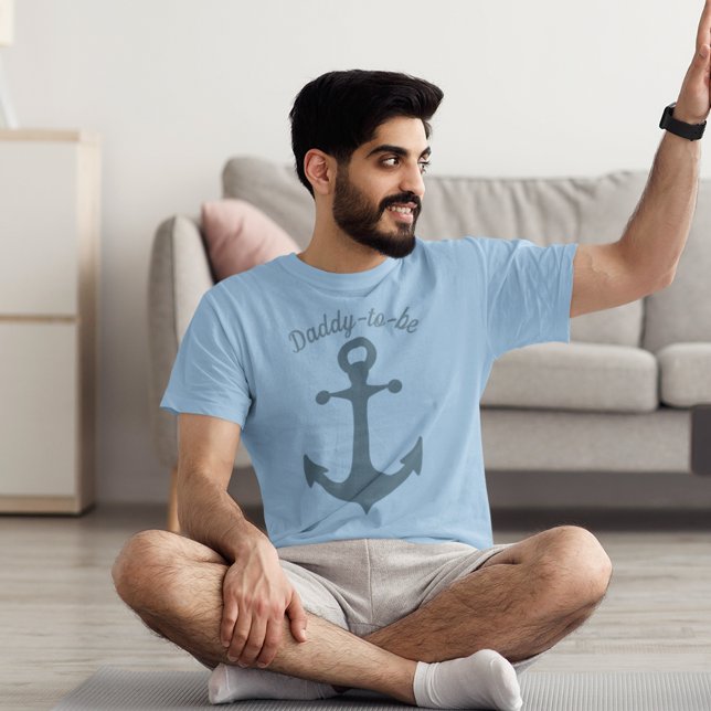 Blue Ship Anchor with Custom Text Graphic T-Shirt (Creator Uploaded)