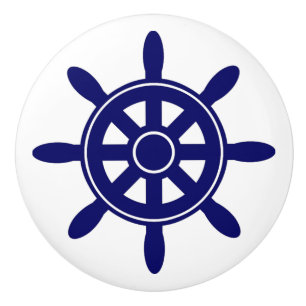 Blue Ship Wheel  Nautical Themed Cabinet Knob