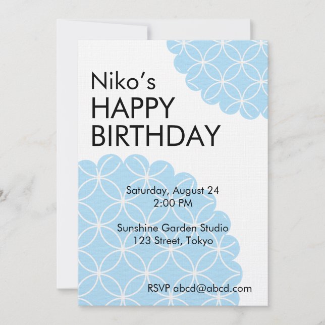 Blue Shippo Editable Invitation Template (Front)
