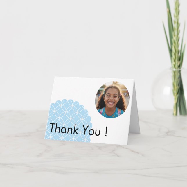 Blue Shippo Photo Thank You Card | Japanese Design (Front)