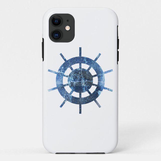 Blue Ship's Helm Rust Metal Case-Mate iPhone Case (Back)