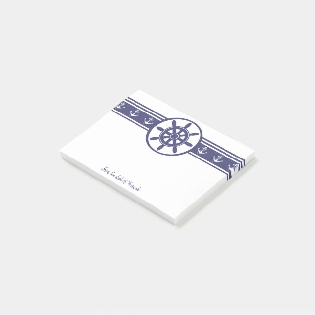 Blue Ships Wheel Personalised Notes (Angled)