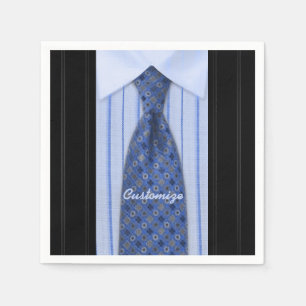 Blue Shirt and Tie Mens Suit Napkins