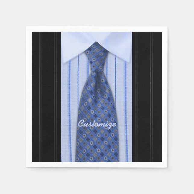 Blue Shirt and Tie Mens Suit Napkins (Front)