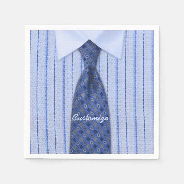 Blue Shirt and Tie Mens Suit Napkins 2 (Front)