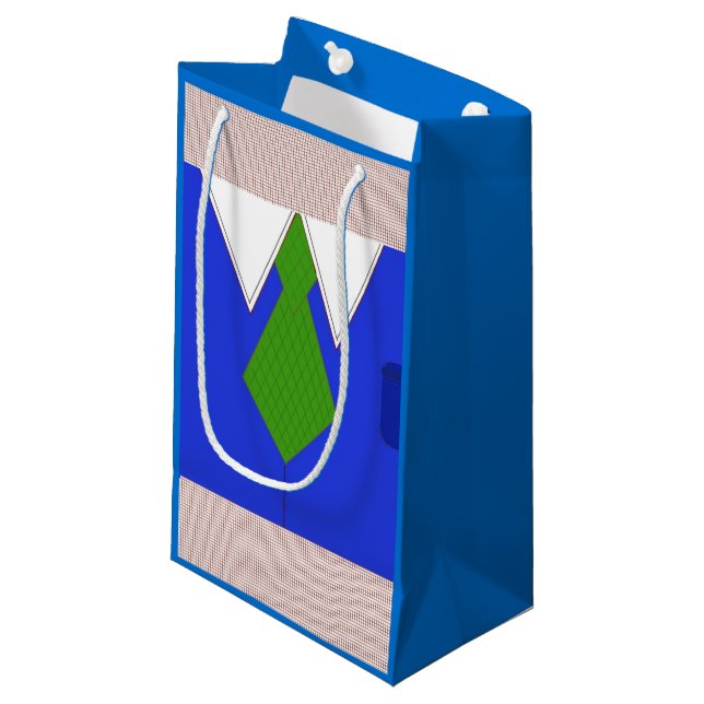 Blue Shirt and Tie Small Gift Bag (Front Angled)