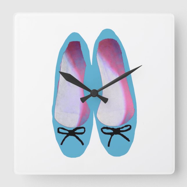 Blue Shoes Square Wall Clock (Front)
