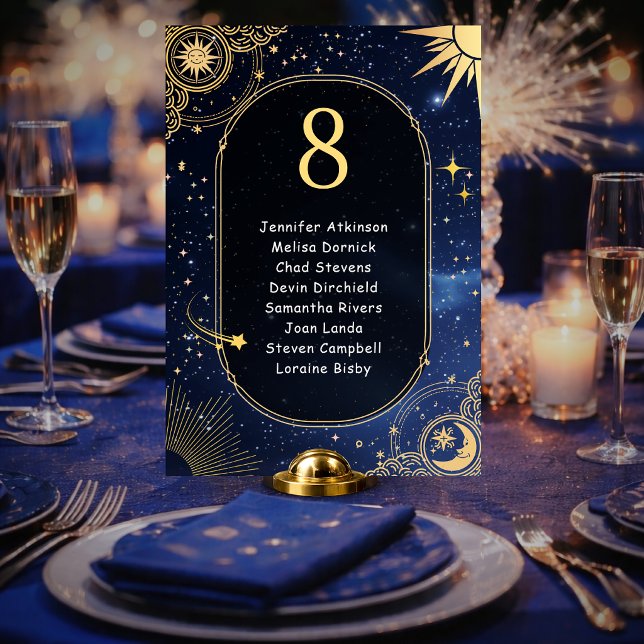 Blue shooting star Celestial sun and moon seating Table Number (Creator Uploaded)