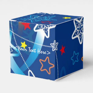 Blue Shooting Stars Pattern Cube Favour Box