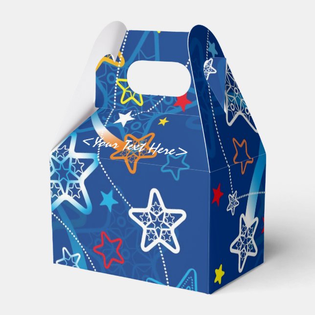 Blue Shooting Stars Pattern Favour Box (Front Side)