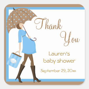 Blue Shopper Baby Shower Stickers