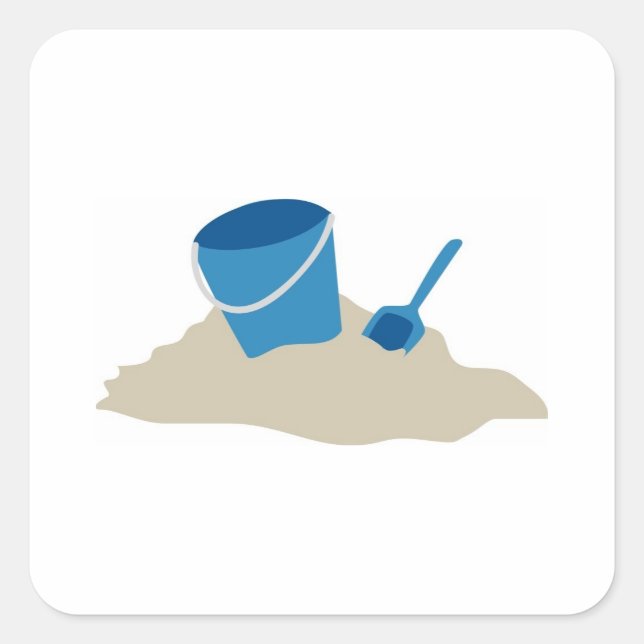 Blue Shovel and Pail Square Sticker (Front)