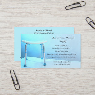 Blue Shower Chair Equipment Medical Senior Care Business Card