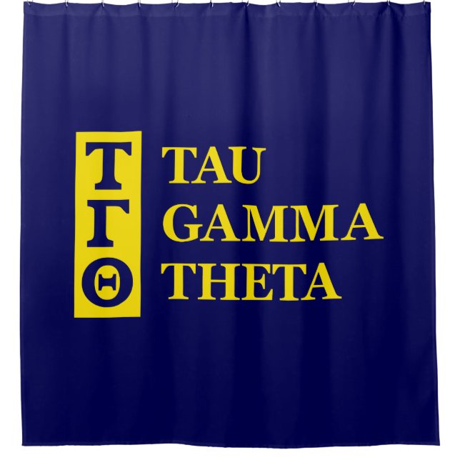 Blue Shower Curtain w/ Vertical Letters (Front)