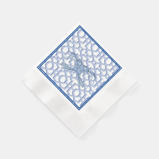 Blue Shrimp Paper Napkin (Corner)