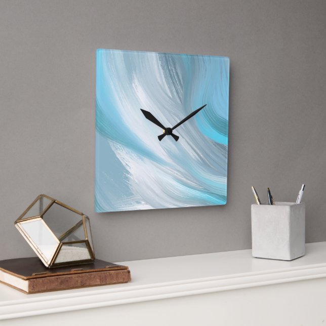 blue shy modern decoration square wall clock (Office)
