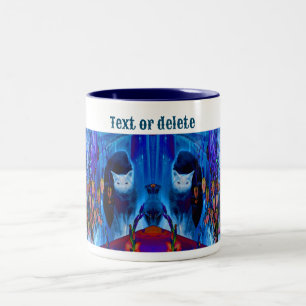 Blue Siamese Cat Abstract Animal Art Personalised Two-Tone Coffee Mug