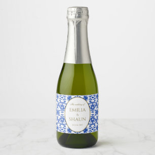 Blue Sicilian Patterned Mini Fizz Bottle Label