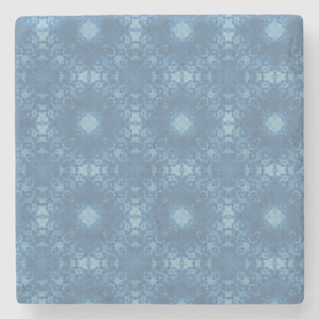 Blue Signature Pattern Stone Coaster (Front)