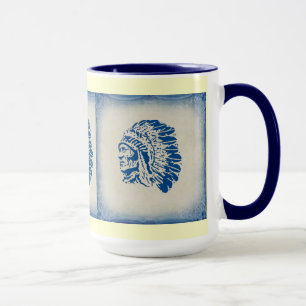 Blue Silhouette American Indian Chief Mug