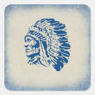 Blue Silhouette American Indian Chief Sticker