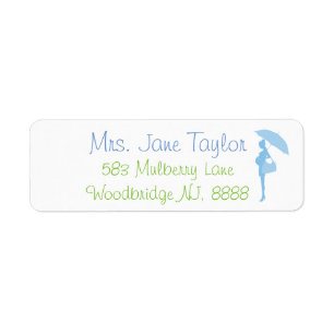 Blue Silhouette Baby Shower Address Labels