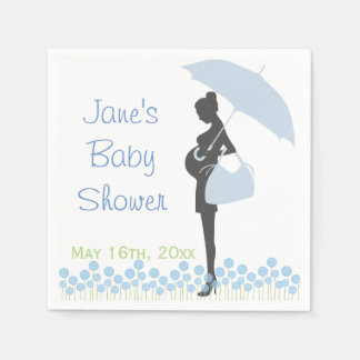 Blue Silhouette Baby Shower Napkins