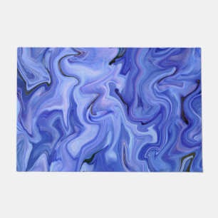 Blue silk abstract doormat