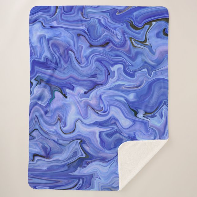 Blue silk abstract      sherpa blanket (Front)