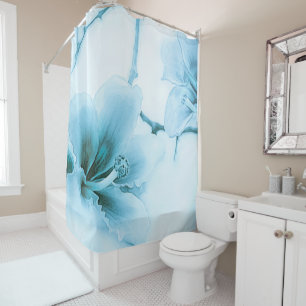 Blue Silk Floss Tree Blossom Shower Curtain