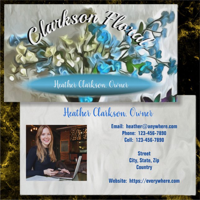 Blue Silk Flowers 2190 Business Card (Creator Uploaded)