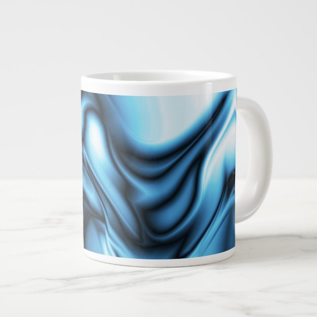 Blue Silk Large Coffee Mug (Front Right)