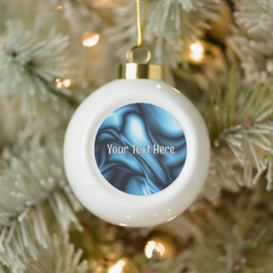 Blue Silk wave Ceramic Ball Christmas Ornament