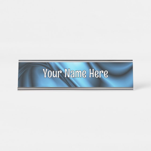 Blue Silk wave Desk Name Plate (Front)