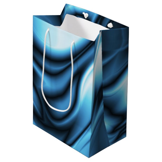 Blue Silk wave Medium Gift Bag (Front Angled)