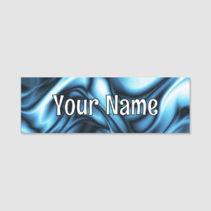 Blue Silk wave Name Tag