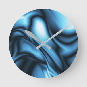 Blue Silk wave Round Clock