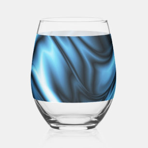 Blue Silk wave Stemless Wine Glass
