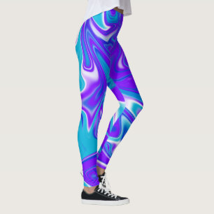 Blue Silky Marbleised Sky Abstract Pattern, Leggings