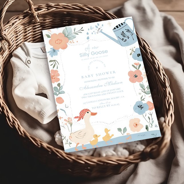 Blue  Silly Goose Baby Shower  Invitation (Creator Uploaded)