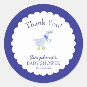 Blue Silly Goose Baby Shower Thank You Classic Round Sticker