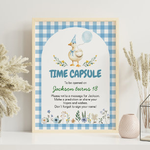 Blue Silly Goose Birthday Time Capsule Sign