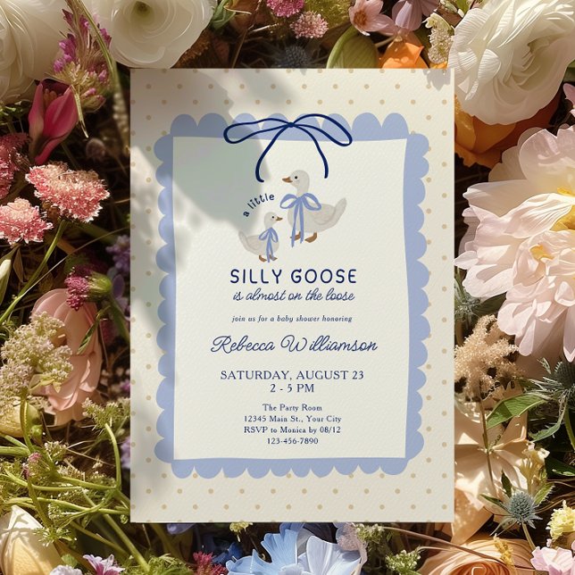 Blue Silly Goose Boys Baby Shower Invitation (Silly Goose Boys Baby shower Invite)
