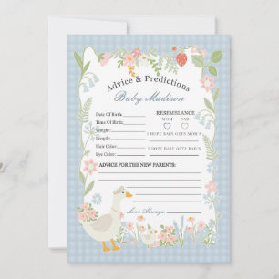 Blue Silly Goose Floral Gingham Advice for Baby Invitation