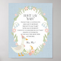 Blue Silly Goose Floral Gingham Dont Say Baby Game