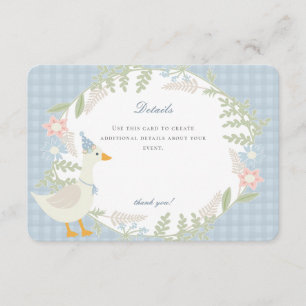 Blue Silly Goose Gingham Floral Details Enclosure Card