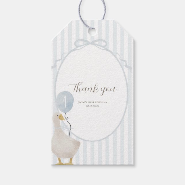 Blue Silly Goose Rectangle Favour Tag (Front)